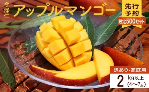 【訳あり・家庭用】【生産者応援】限定500セット　今帰仁アップルマンゴー2kg以上(白箱）【2026年6月中旬～8月中旬頃発送】