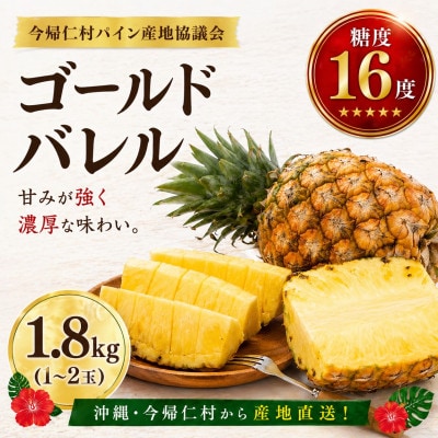 【2026年6月下旬から順次発送】今帰仁村パイン産地協議会 ゴールドバレル1.8kg(1〜2玉)【配送不可地域：離島】【1734539】