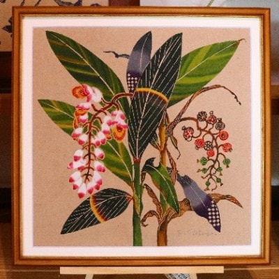 芭蕉紙紅型染「沖縄の花」シリーズ〈月桃〉37cm額【1361392】