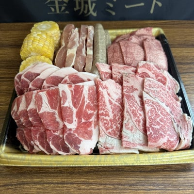 金城ミートのバーベキューセット 3人前(県産和牛・アグー豚・鶏・ウインナー・野菜付き)【配送不可地域：離島】【1731172】