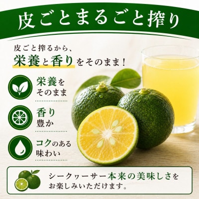 【沖縄県産】皮ごとまるごと搾り 果汁100% シークヮーサー 500ml×4本【1342200】