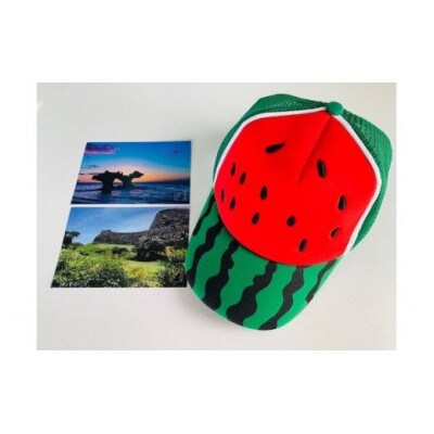 グイグイきてるSNS映え間違いなし!スイカキャップ&ポストカード【1340671】