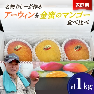 【2026年7月から順次発送・家庭用】名物おじーが作るアーウィン&金蜜のマンゴー食べ比べ1kg【配送不可地域：離島】【1694703】