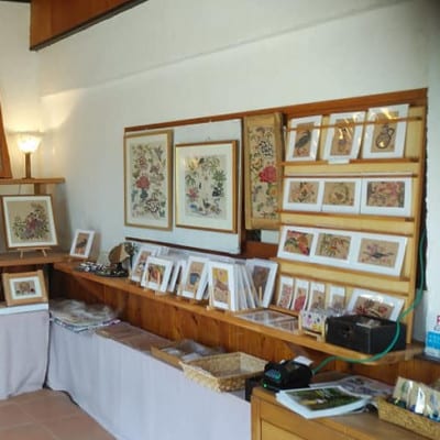 芭蕉紙紅型染「沖縄の花」シリーズ〈月桃〉37cm額【1361392】