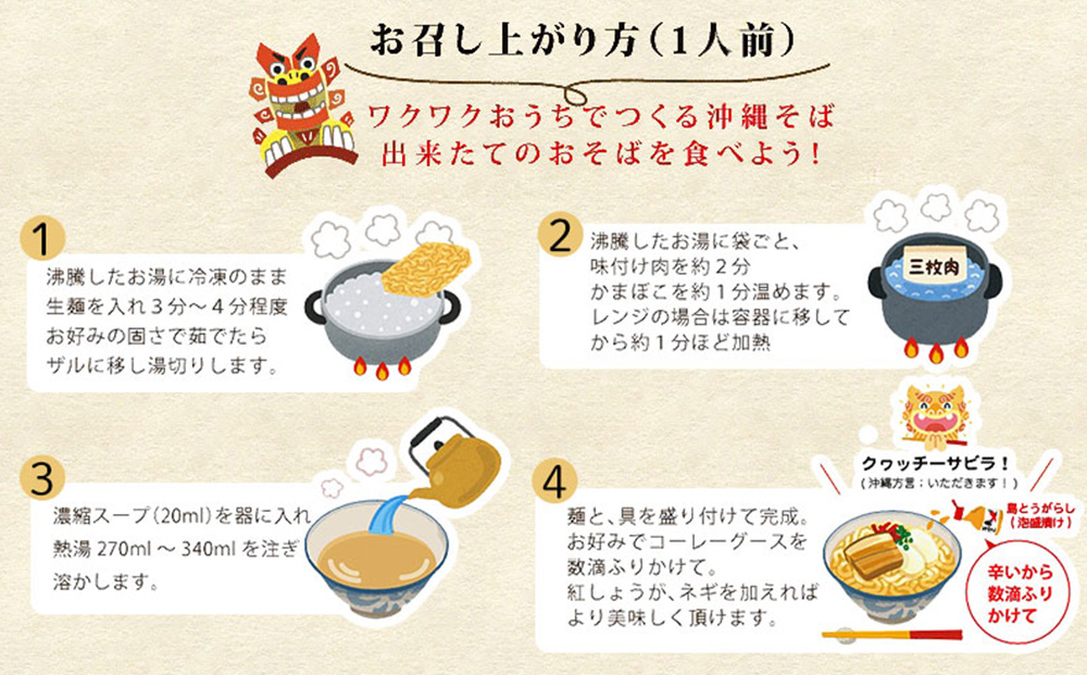 沖縄そば＆軟骨ソーキそばセット 生麺4食と琉球伝統の味3品（ラフテー、テビチ、ソーキ付き） 
