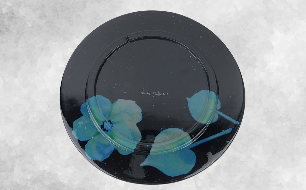 【つづるガラスアート】ゆうなの花　平丸皿－SUMI－　1枚 