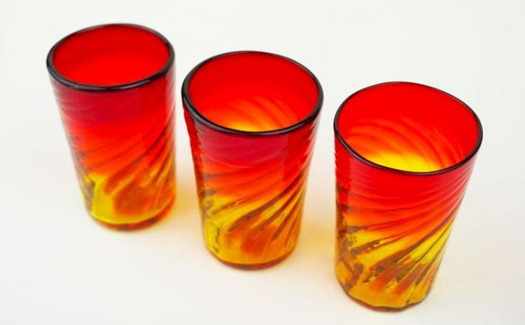 『現代の名工』宮国次男作　琉球ガラス　グラデーションビアグラス　3個セット