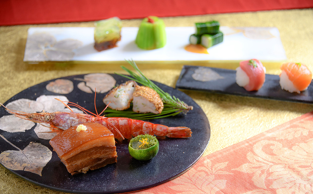 【つづるガラスアート】ゆうなの花　平丸皿－SUMI－　1枚 