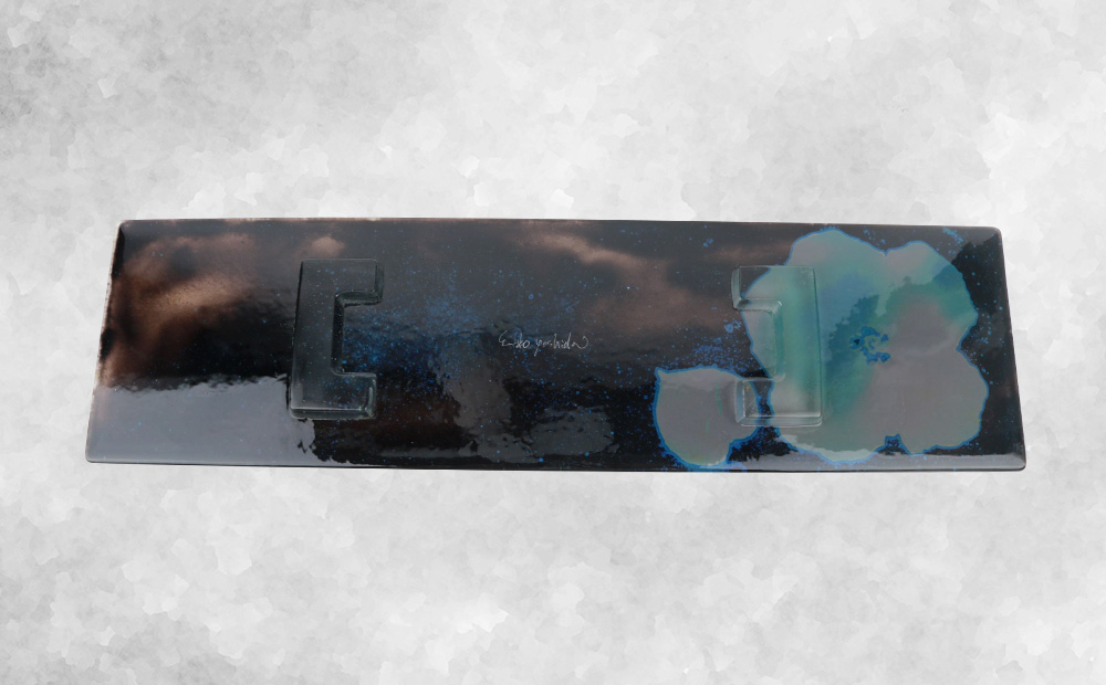 【つづるガラスアート】ゆうなの花　長平皿－SUMI－　1枚 