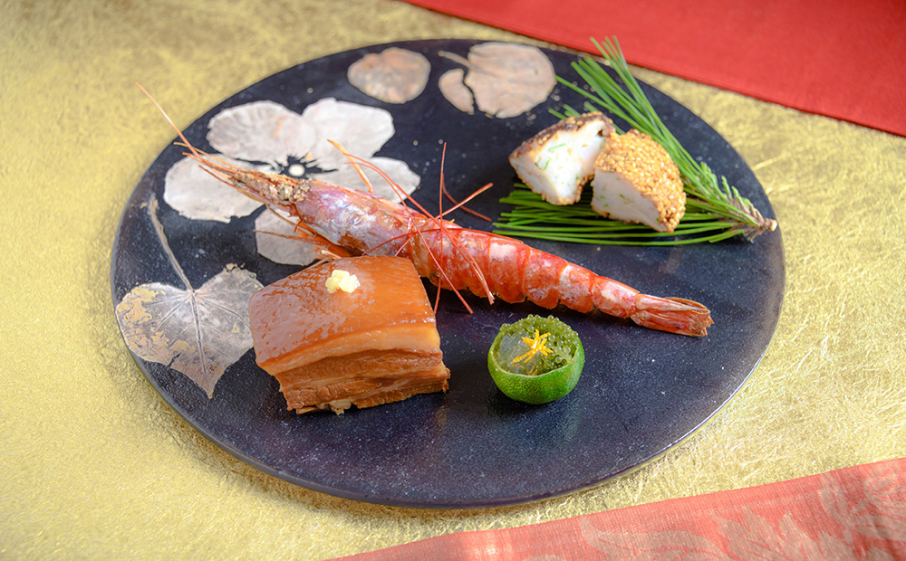 【つづるガラスアート】ゆうなの花　平丸皿－SUMI－　1枚 