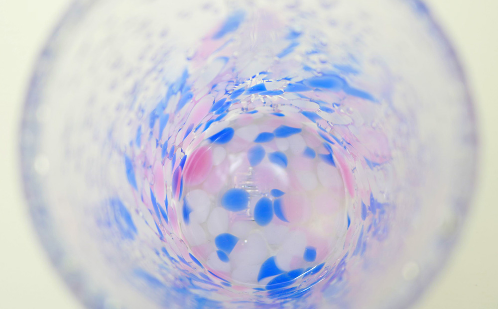 現代の名工「池宮城 善郎」作　気泡の海ラインジョッキ（青緑・青ピンク）2個ペア 