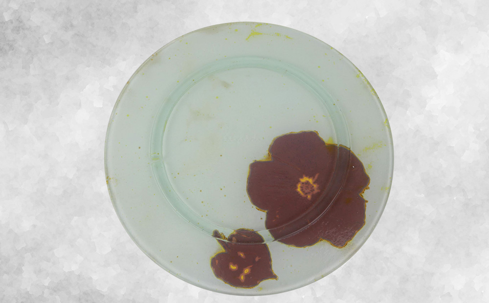 【つづるガラスアート】ゆうなの花　平丸皿－HAKU－　1枚 