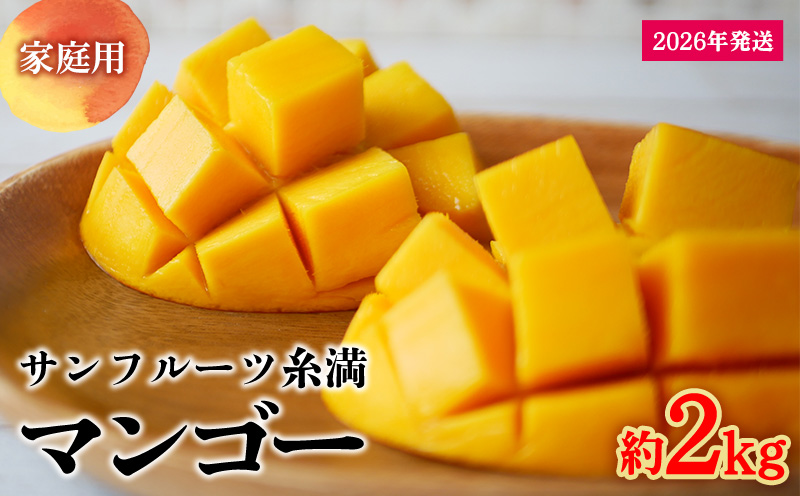 【2026年発送】サンフルーツ糸満のマンゴー家庭用　約2kg 産地直送 先行予約 フルーツ 果物 くだもの アップルマンゴー アップル アーウィン種 濃厚 デザート 贅沢 旬の果物 甘い おすすめ プレゼント 贈答 冷蔵 国産 沖縄 沖縄県産