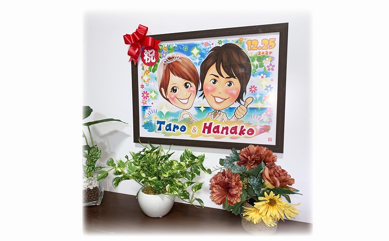 金武町のイラストレーター「伊芸まもる」が描く似顔絵ボード【A3】