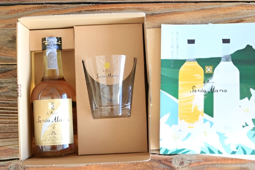 ラム酒 イエラムサンタマリア ゴールド 300ml 1本 ロックグラス1個 [伊江島物産センター 沖縄県 伊江村 ie47bde210003] 沖縄産 サトウキビ 香り クラフト コク 国産 ハイボール カクテル