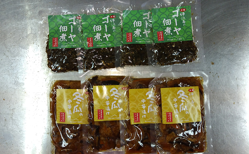 【伊江村生活研究会特製】ご飯のお供セット ゴーヤの佃煮＆冬瓜の中華漬け 苦瓜 にがうり 風味 朝ごはん 沖縄 国産 おつまみ 自宅で居酒屋 簡単おつまみ とうがん 漬物 人気 おすすめ 地元 簡単料理 ギフト 食品 離島 産地直送 送料無料