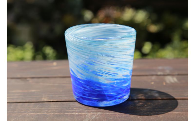 【ガラス工房雫】深海ロックグラス　青・ピンク2個セット
