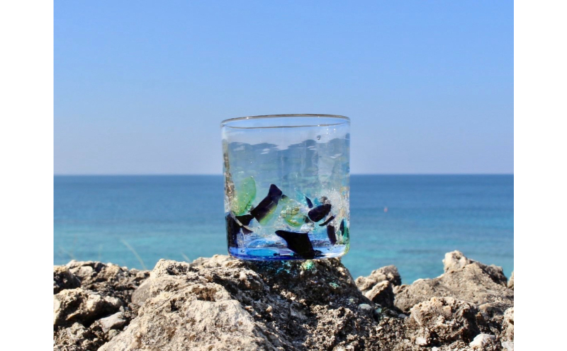 【RYUKYU GLASS WORKS 海風】ロックグラス（アクアリーフ）