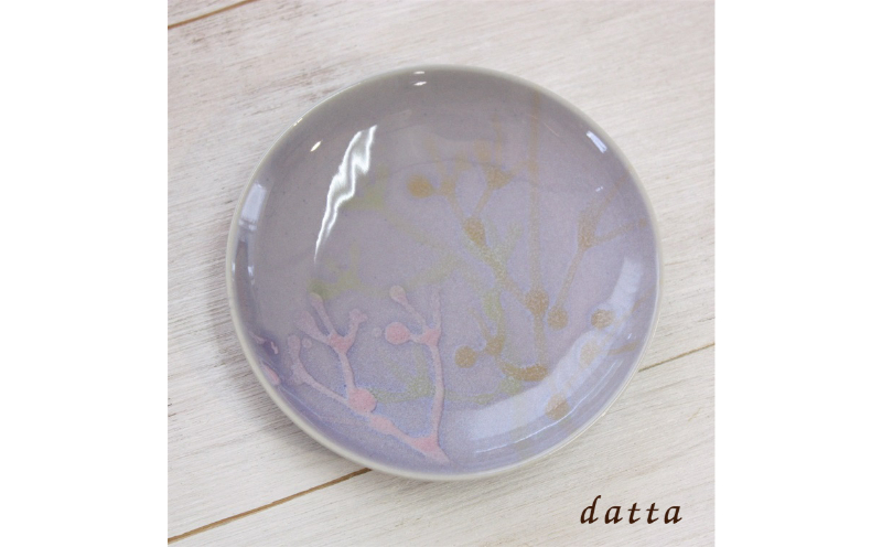 【datta.沖縄南の島陶芸工房】珊瑚プレート 取り皿（2枚セット）紅掛空色×純白 ☆ 読谷村 やちむん お皿 器 伝統工芸品 可愛らしい サンゴ コーラル セット商品