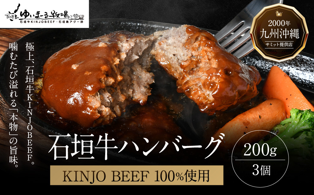 【ふるさと納税】石垣牛ハンバーグ【KINJO BEEF】手ごねハンバーグステーキ（200g×3P） | ハンバーグ はんばーぐ 石垣牛 牛肉 牛 沖縄 北谷 石垣島 ちゃたん おかず 惣菜 冷凍