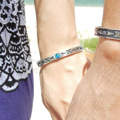 長七屋のケラマブルーバングル　GT-G-01 　証明書・BOX付き　シルバー【配送不可地域：離島・北海道・東北・関東・信越、北陸・東海・近畿・中国・四国・九州】【1726169】