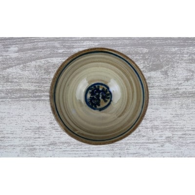 伝統のやちむん　からくさ紋様 3.5寸マカイ ペア【仁陶器工房】【1724489】