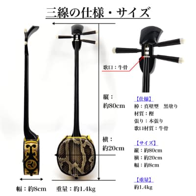 【米須三線店】沖縄三線 本蛇皮一枚張り スタンダードセット【1258943】
