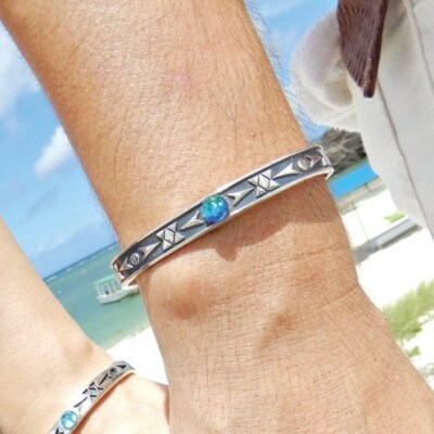 長七屋のケラマブルーバングル　GT-G-02　証明書・BOX付き　シルバー【配送不可地域：離島・北海道・東北・関東・信越、北陸・東海・近畿・中国・四国・九州】【1726185】