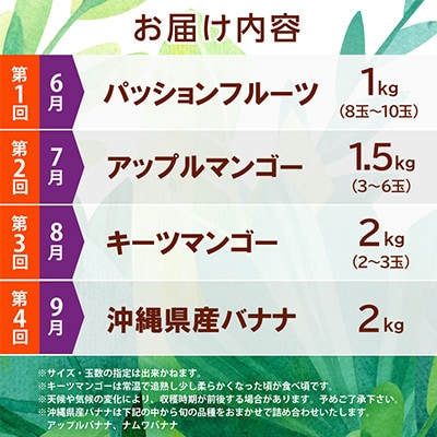 【発送月固定定期便】JAおきなわ厳選!季節の南国フルーツ 西原町の旬の味覚をお届け全4回【配送不可地域：離島】【4080888】