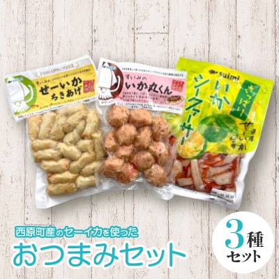 セーイカを使った おつまみ 3種セット(ちきあげ・いか丸くん・さっぱりいかシークヮーサー)【配送不可地域：離島】【1564830】