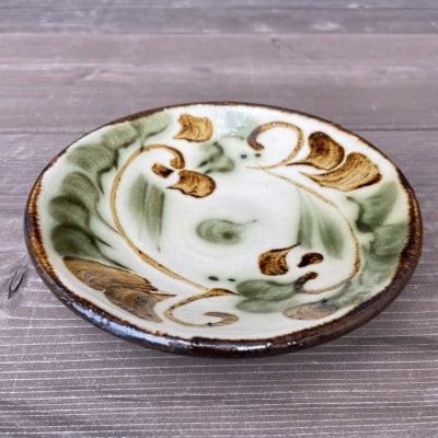 やちむん 唐草紋様 5寸皿(染付)2枚セット 青/緑【1506555】