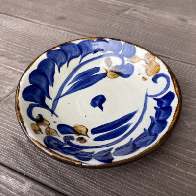 やちむん 唐草紋様 5寸皿(染付)青【1506547】