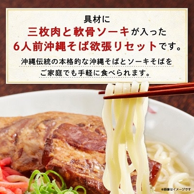 沖縄そば と ソーキ肉&三枚肉の欲張り6人前セット 本格的な沖縄の味をご自宅で!【1651062】