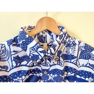 【セミオーダー】琉球の森・手捺染シャツ(ネイビー)【1393544】