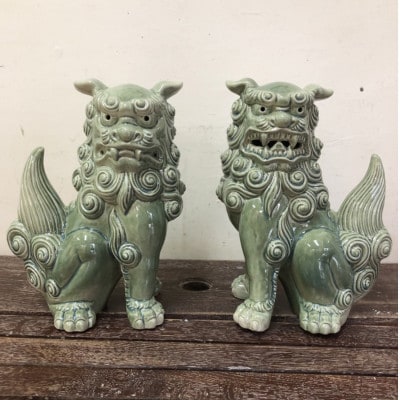 手作りシーサー緑釉【1396714】