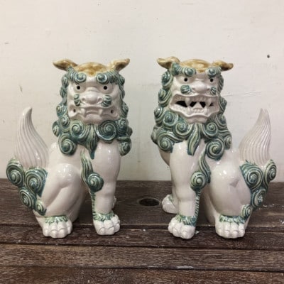 手作りシーサー緑釉絵付け【1396711】