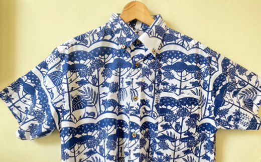 【セミオーダー】琉球の森・手捺染シャツ(ネイビー)【1393544】