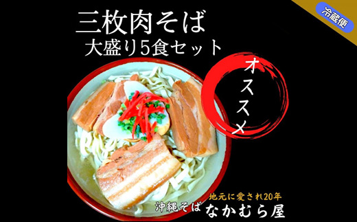 三枚肉そば(太麺・大盛り5食セット)沖縄そば【配送不可地域：離島】【1471024】