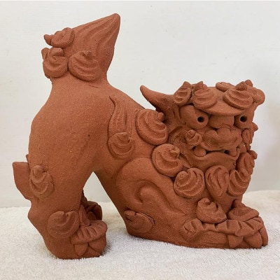 手作りシーサー伏せ(赤焼)【1388812】