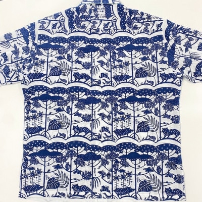 【セミオーダー】琉球の森・手捺染シャツ(ネイビー)【1393544】