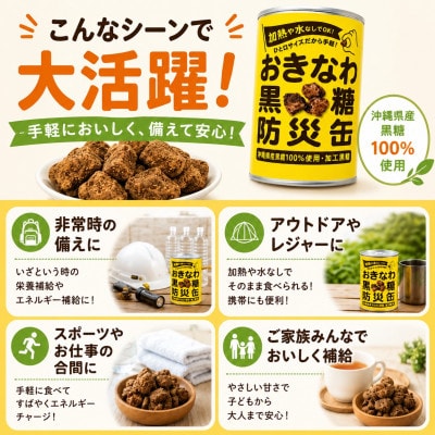 沖縄県産黒糖使用 黒糖防災缶130g×3缶【1731214】
