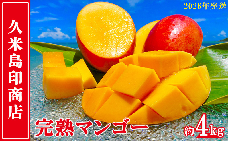 【2026年発送】久米島印商店 完熟マンゴー 約4kg マンゴー フルーツ 果物 デザート 完熟 甘い 濃厚 スムージー アイス プリン ヨーグルト ケーキ 贈り物 贈答 ギフト 人気 リピーター 南国 沖縄 久米島