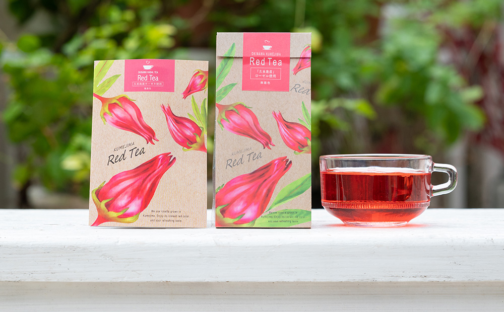久米島産 天然ローゼルティー「Red Tea」40包 ハーブティー ローゼル茶 レッドティー 赤色 島ハーブ ノンカフェイン カフェインレス ハイビスカス 酸味 美容 ダイエット ビタミンC デトックス 疲労回復 健康 おもてなし プレゼント ギフト 沖縄 国産