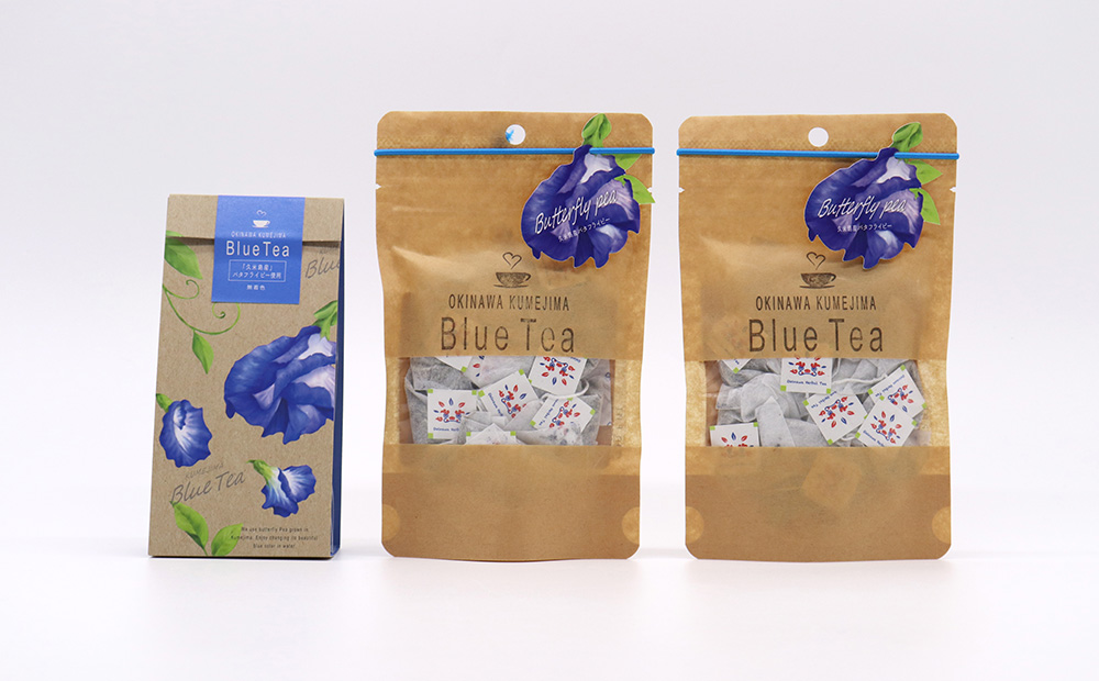 久米島産 天然バタフライピーティー「Blue Tea」25包 ハーブティー バタフライピー 青いお茶 ブルーティー 色が変わるお茶 ノンカフェイン カフェインレス 島ハーブ リラックス 美容 健康 アントシアニン おもてなし 色の変化 ギフト プレゼント 青色 紫色 国産 沖縄