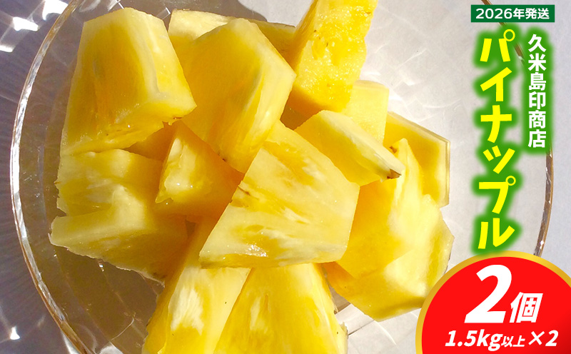 【2026年発送】久米島印商店 パイナップル（ハワイ種Ｎ67-10）2個（1.5kg以上×2） パイナップル パイン ハワイ種 Nパイン ハワイ スムースカイエン 酸味 甘み バランス 人気 ジューシー 芳醇 フルーツ 果物 デザート ヨーグルト サラダ ジャム ジュース 久米島