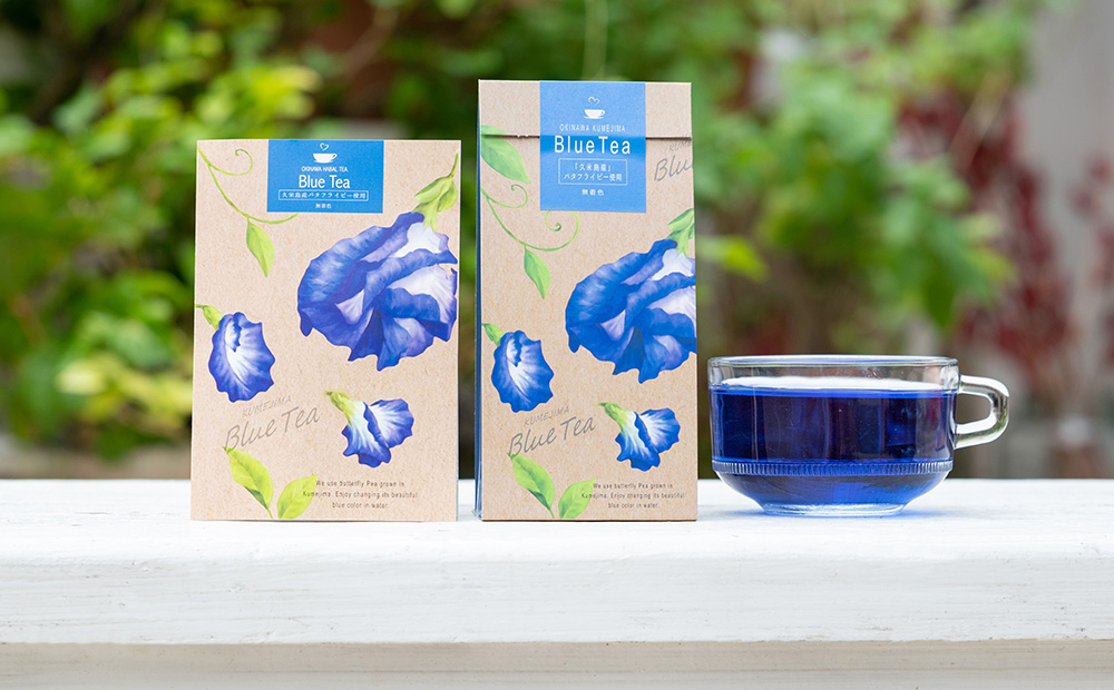 久米島産 天然バタフライピーティー「Blue Tea」40包 ハーブティー バタフライピー 青いお茶 ブルーティー 色が変わるお茶 ノンカフェイン カフェインレス 島ハーブ リラックス 美容 健康 アントシアニン おもてなし 色の変化 ギフト プレゼント 青色 国産 沖縄 久米島