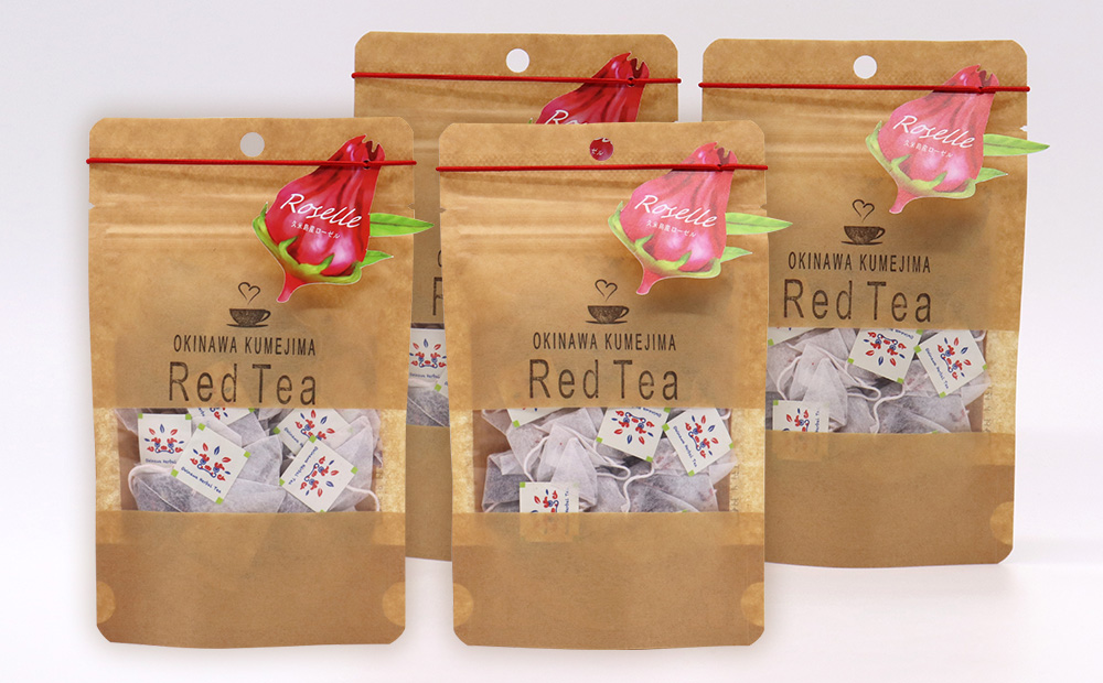 久米島産 天然ローゼルティー「Red Tea」40包 ハーブティー ローゼル茶 レッドティー 赤色 島ハーブ ノンカフェイン カフェインレス ハイビスカス 酸味 美容 ダイエット ビタミンC デトックス 疲労回復 健康 おもてなし プレゼント ギフト 沖縄 国産