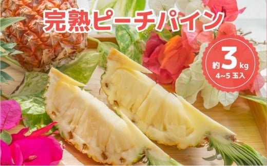 ☆新感覚の味わい☆桃のような芳醇な香りのする　『西表島産完熟ピーチパイン』約3kg（4～5個入）