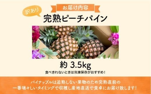 【訳あり】☆新感覚の味わい☆まるで桃のような甘～い香り　『西表島産完熟ピーチパイン』 約3.5kg