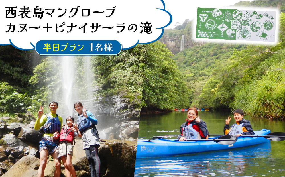 西表島マングローブカヌー＋ピナイサーラの滝 半日プラン・島てぬぐい付 1名様